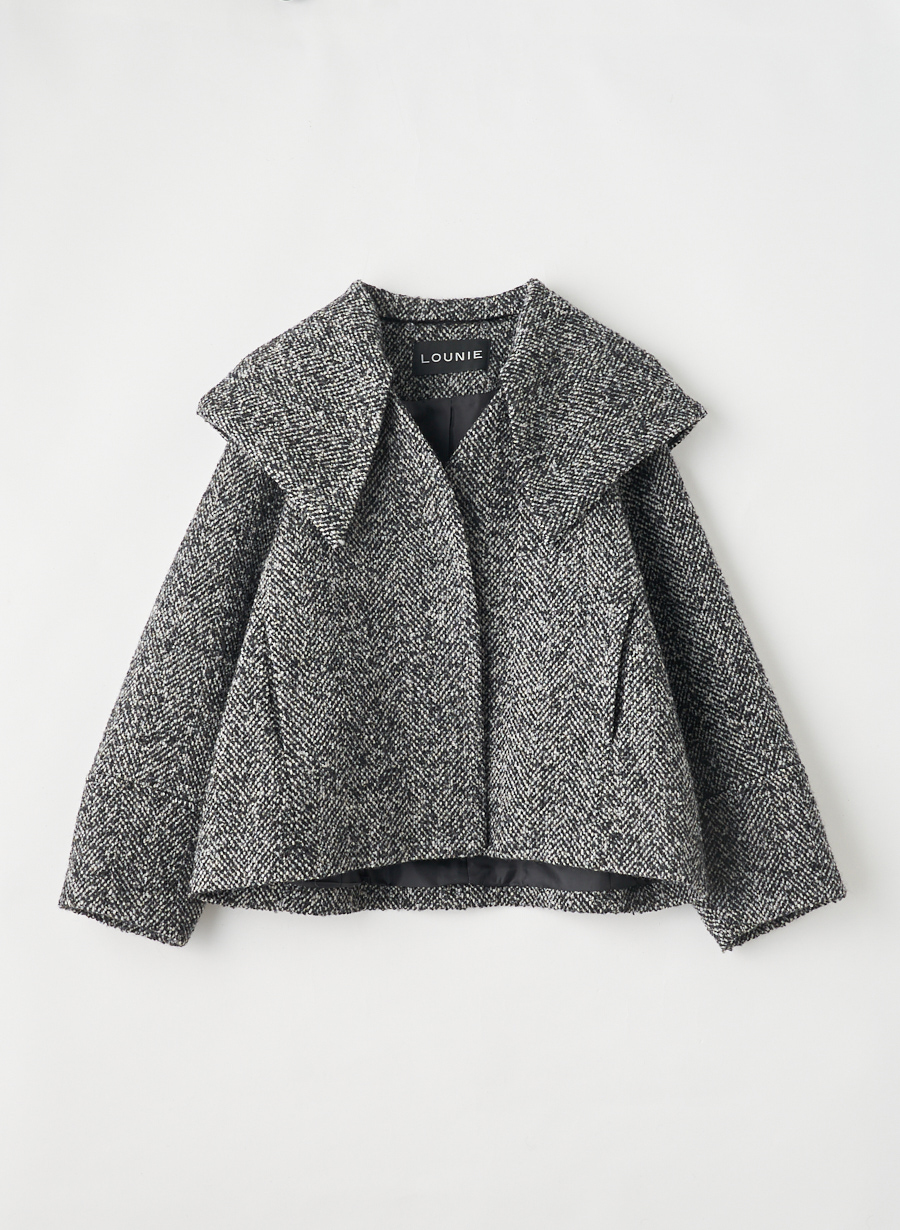 EC限定】ビッグカラーヘリンボンショートコート｜LOUNIE（ルーニィ