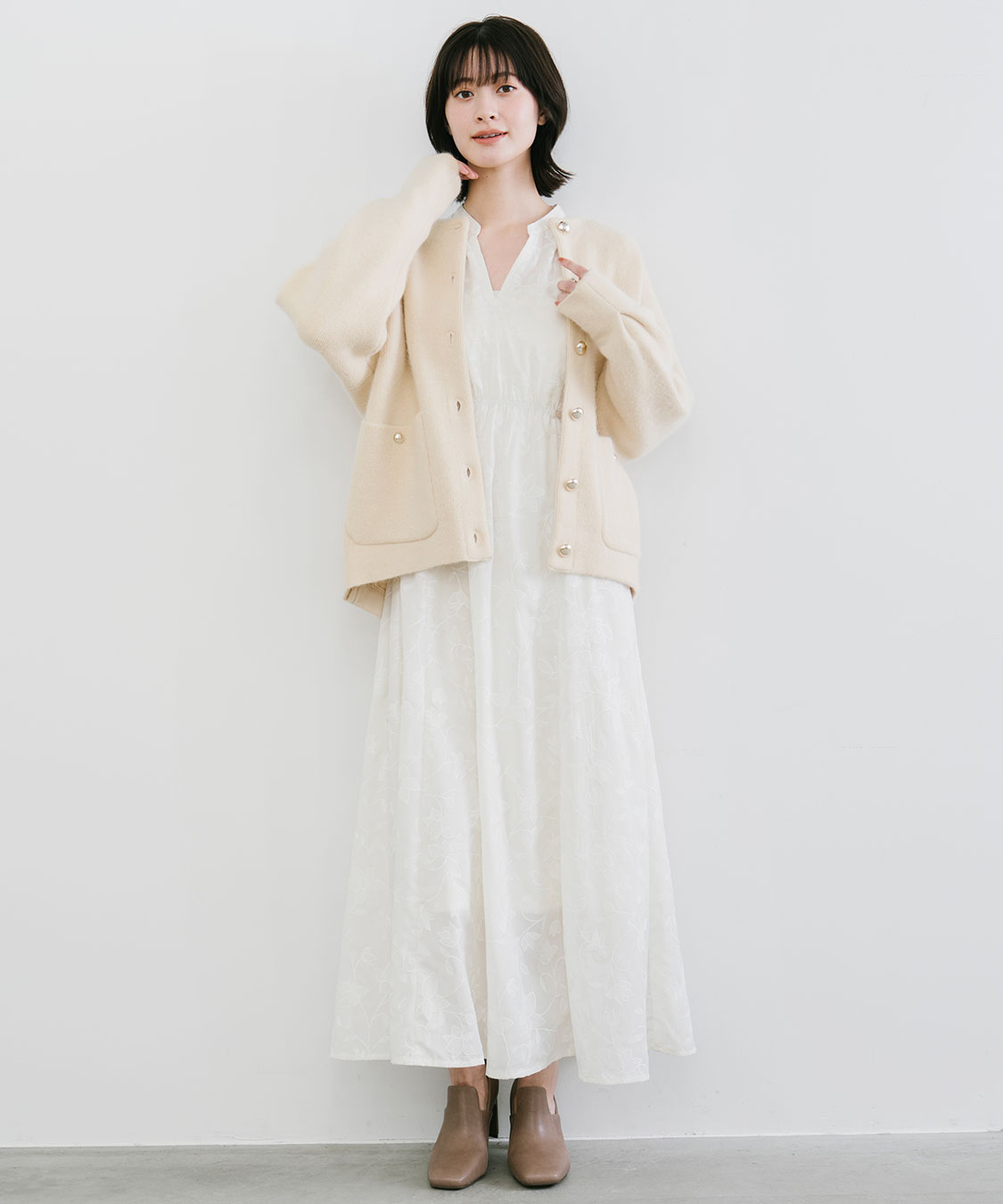 フォックス混ダブルフェイスニットアウター｜PETAL ONLINE（ペタル