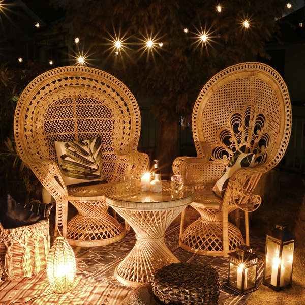 フランスアンティーク籐ラタンチェア/1人掛けソファ/竹バンブーイス90