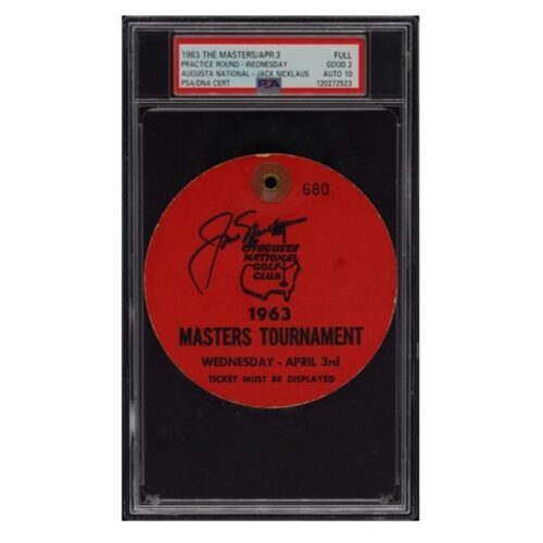 JACK NICKLAUS SIGNED 1963 MASTERS PRACTICE ROUND BADGE JACKS 1st