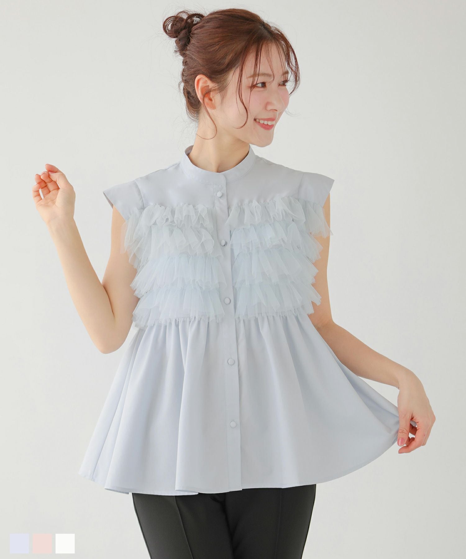 ZOZOTOWN限定】Vネックペプラムフリルブラウス【宅配便】 | Fit more