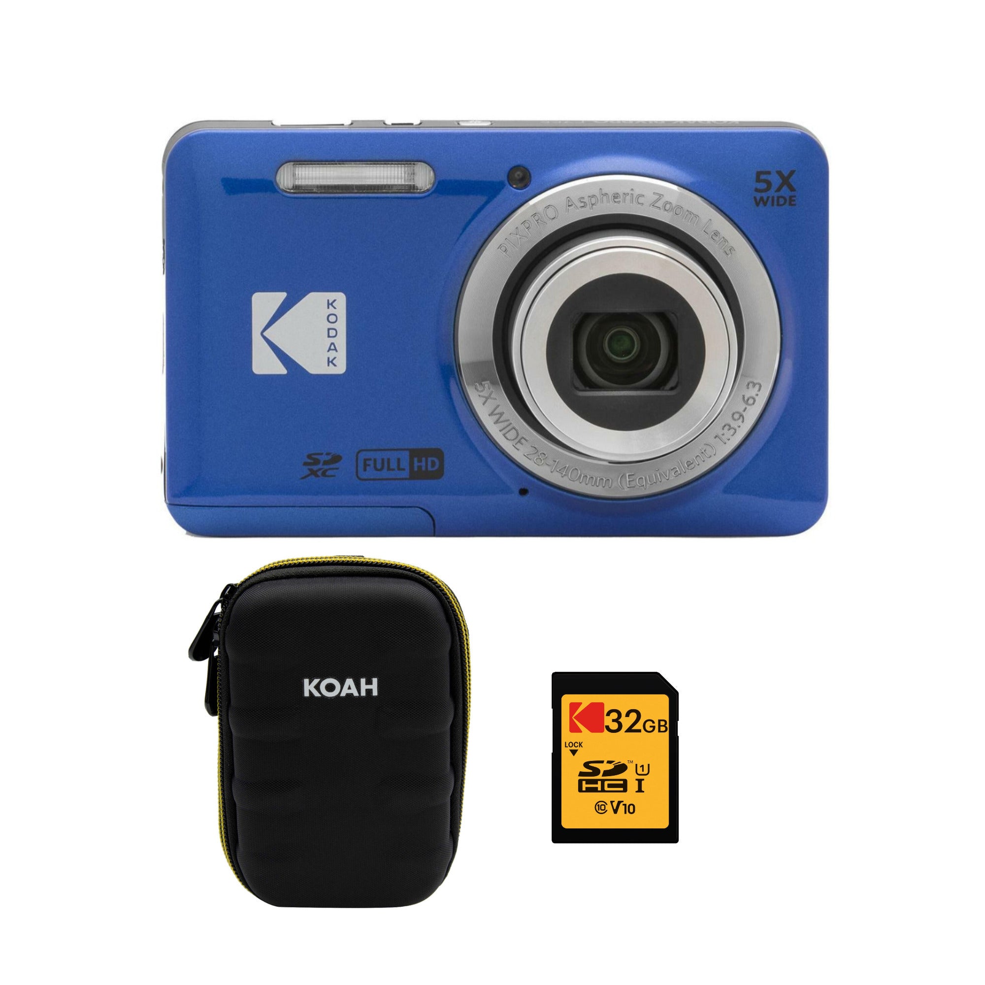 Kodak PIXPRO Friendly Zoom FZ55 Digital Camera (Blue) with Case