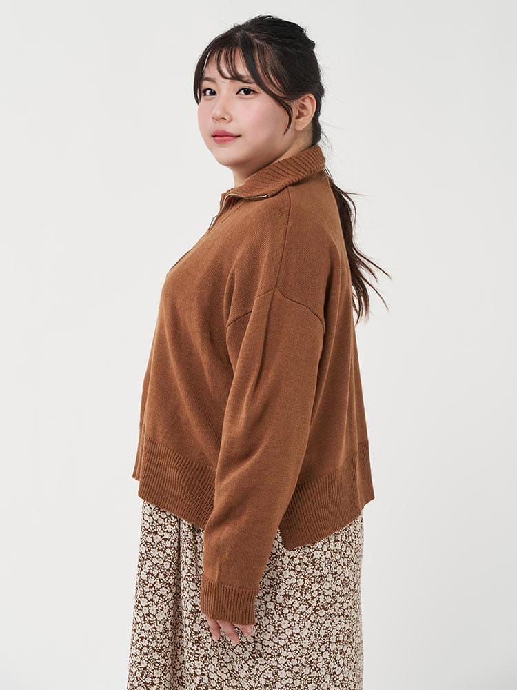 ブラウン ハーフジップニット | フォーエル公式通販