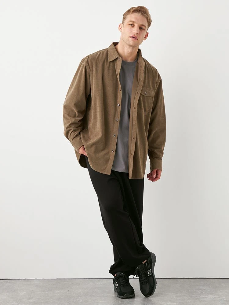 ブラック 【TSC】エステルストレッチコーデュロイシャツ | フォーエル