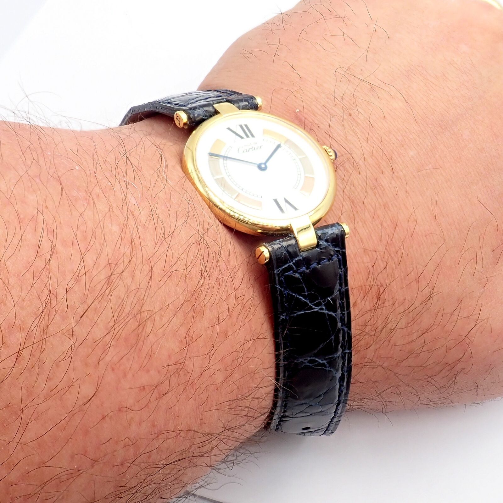 Cartier Must De Silver 925 Argent Vermeil Ronde Quartz 30mm Watch