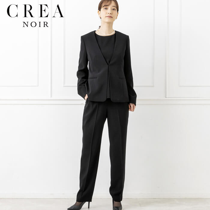 洗える｜ブラウス付きパンツスーツ 11号・ブラック｜東京ソワール