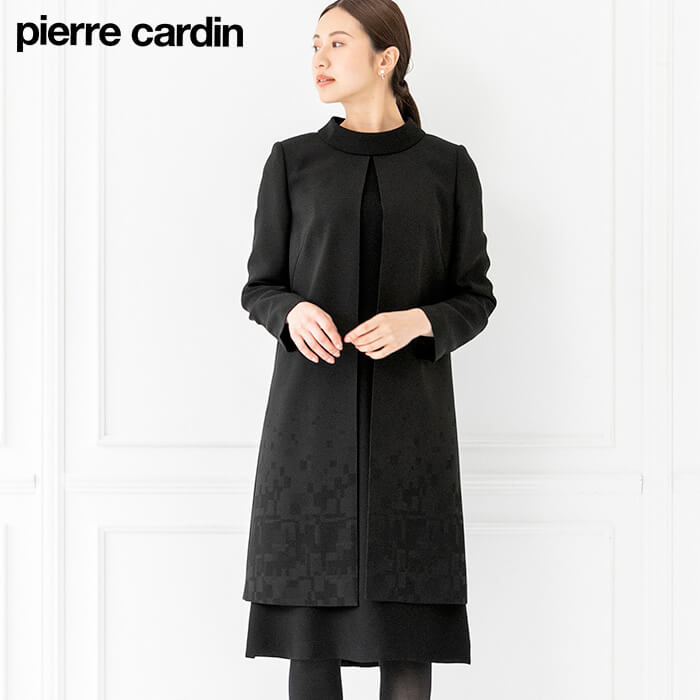 幾何柄ジャカードがポイントのアンサンブル 9号・ブラック｜東京