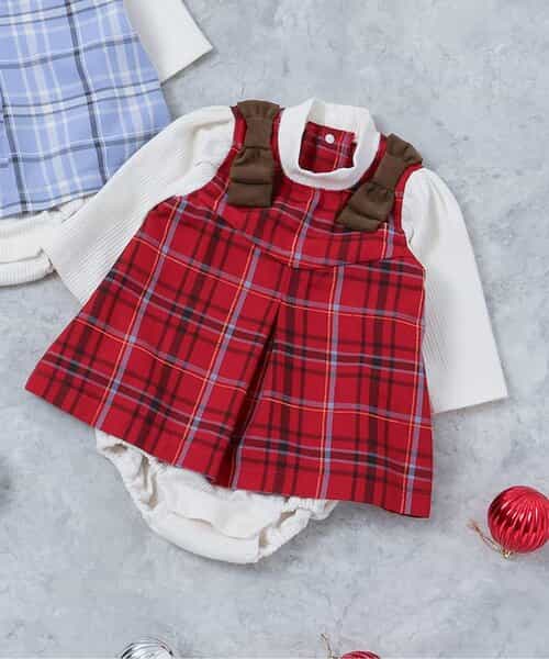 ☆SALE☆【リンク】肩リボンチェックカバーオール（V532045）|apres