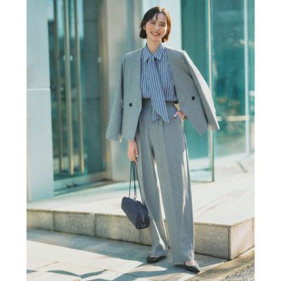 M7days(エムセブンデイズ)のツイード風腰高見えタックパンツ通販