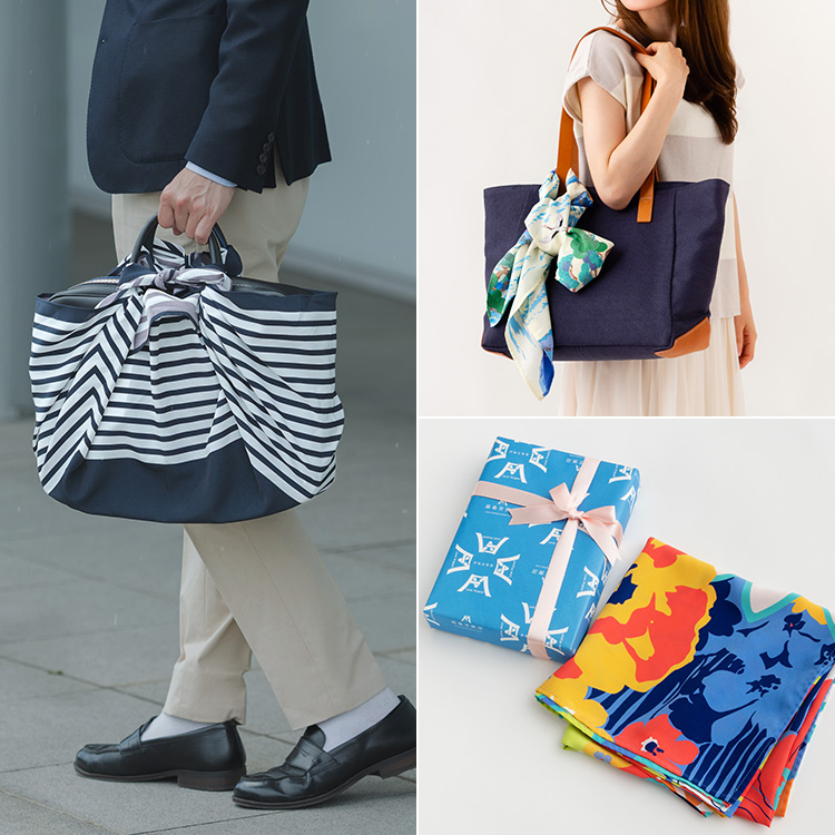 朝倉染布】超撥水風呂敷「ながれ」 | 藤巻百貨店