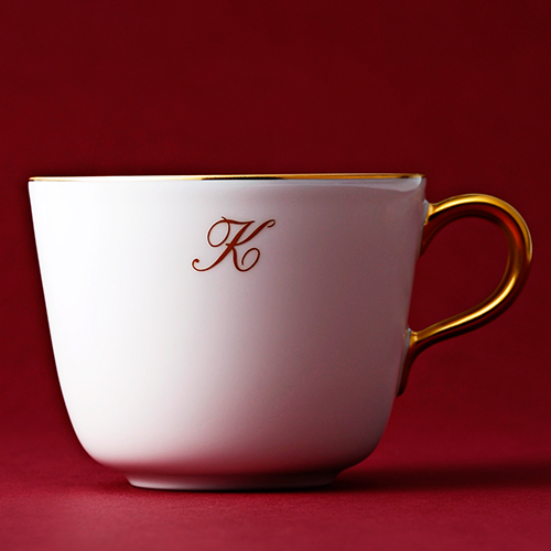 大倉陶園】ゴールドライン モーニングカップ＆ソーサー イニシャル金1