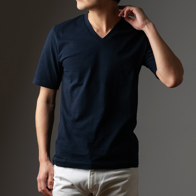 tsuki.s】度詰め天竺 無地Tシャツ Vネック | 藤巻百貨店