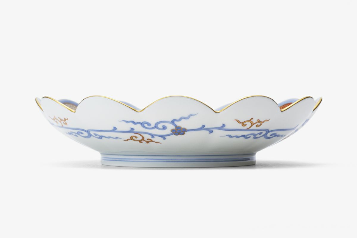 明治 深川製磁 色絵金彩 裏菊文 菊花割鉢 伊万里 有田 明治 深川製磁