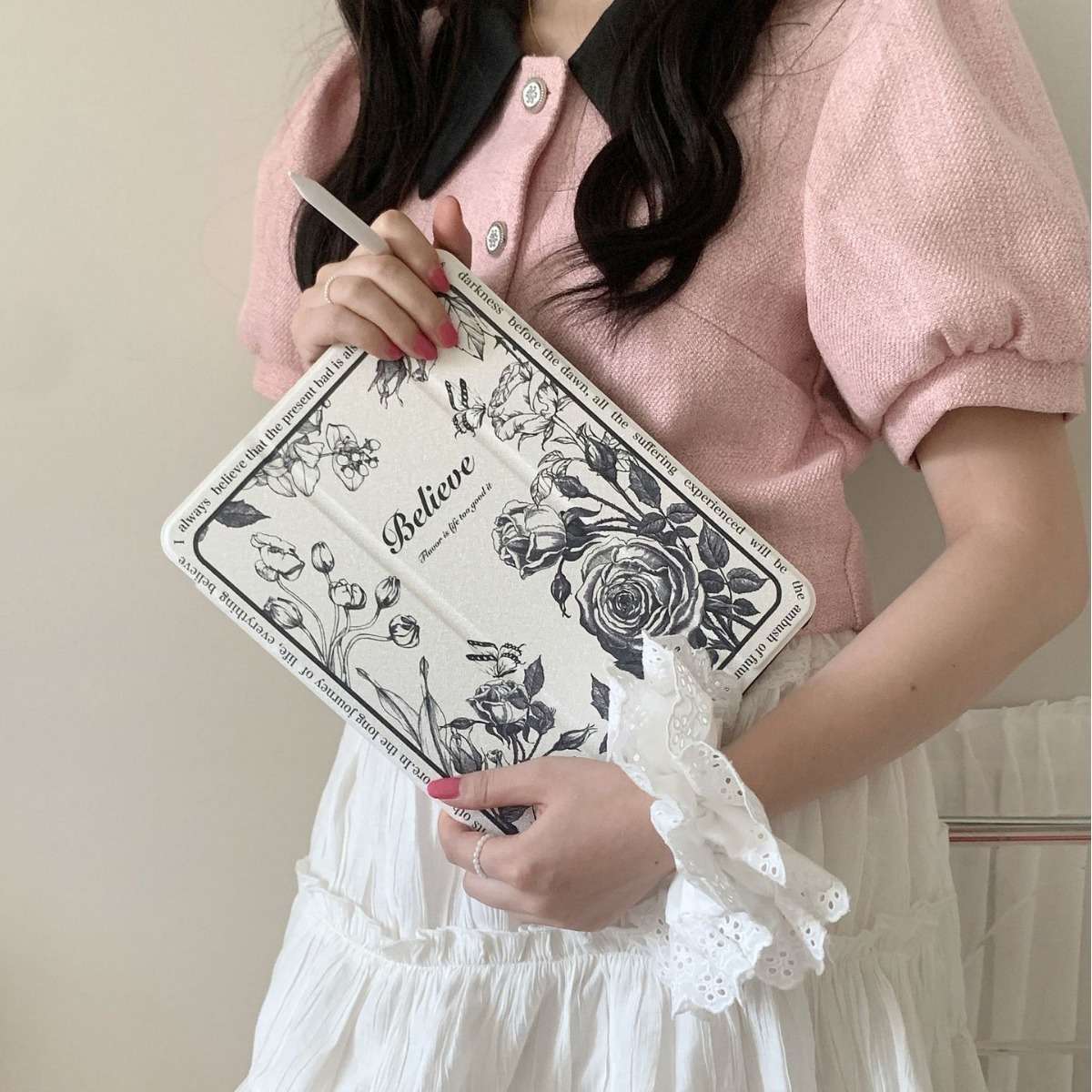 iPadケース 花柄デザイン 手帳型アイパッド保護ケース ipad 第10世代