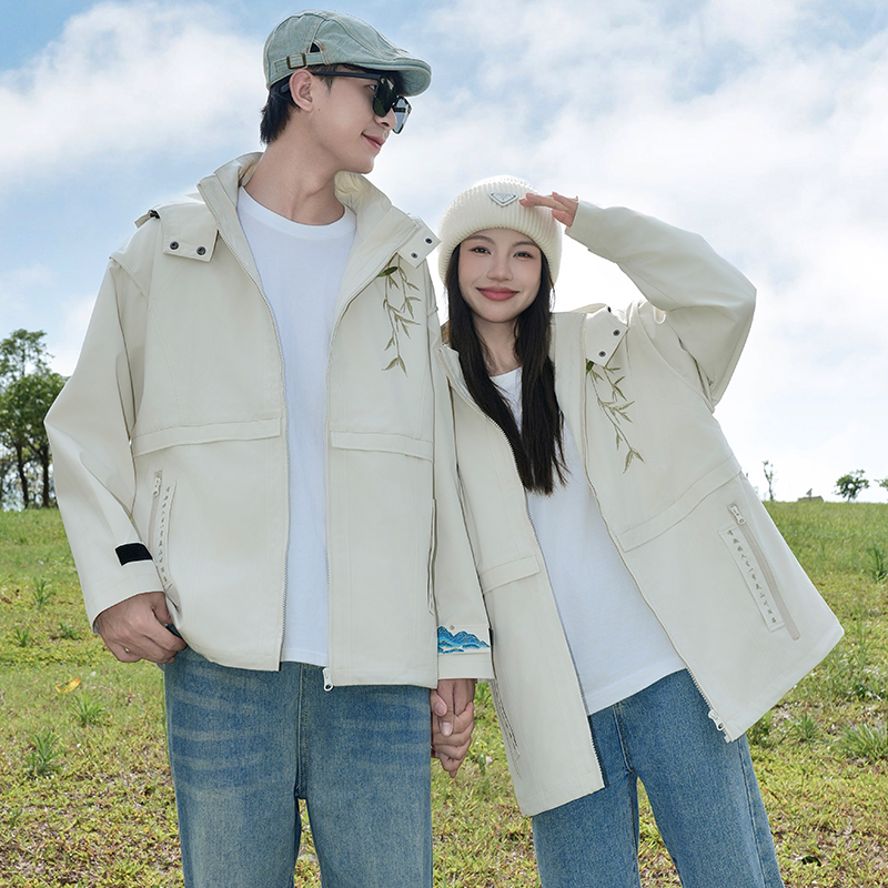 竹林刺繍 軽量ナイロンジャケット 男女兼用|ナイロンジャケット専門