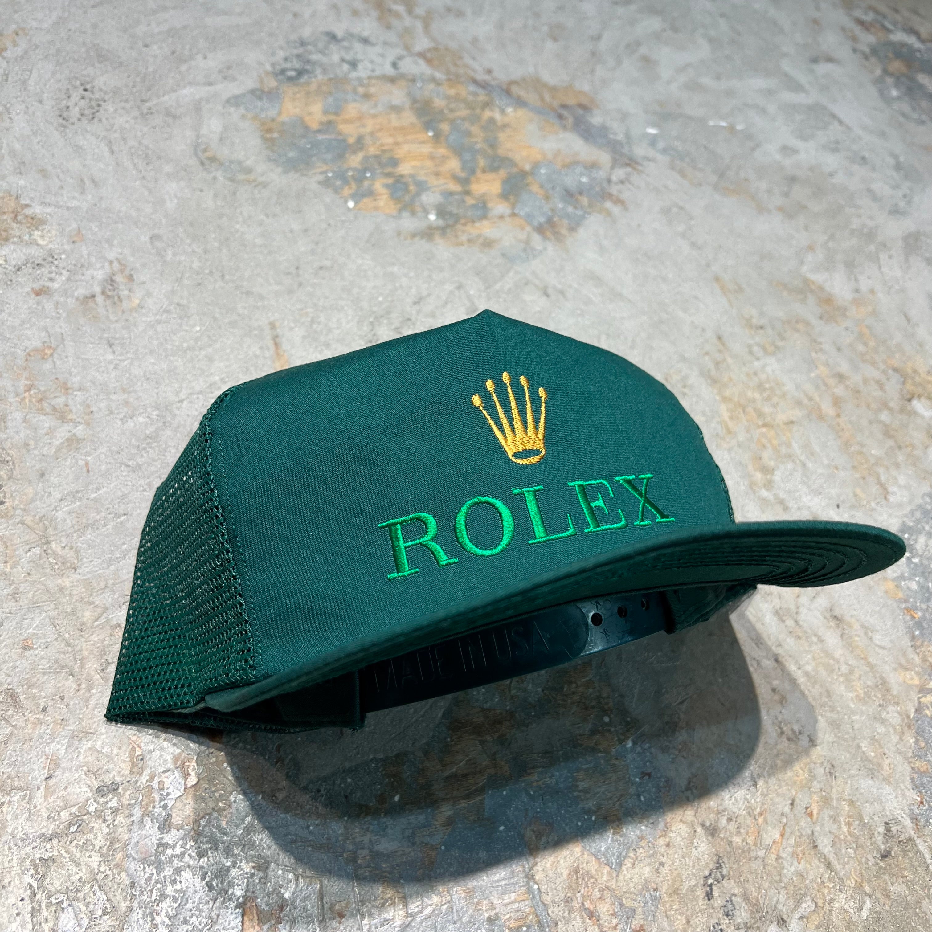 訳あり)古着 USA製 ROLEX/ロレックス Bootleg トラッカーキャップ