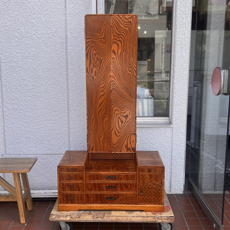 昭和レトロ 三面鏡 9杯 鏡 ミラー ドレッサー 鏡台 化粧台 和室 | 入荷