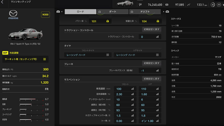 グランツーリスモSPORT N300でグリップバトル BOP対応最速セッティング