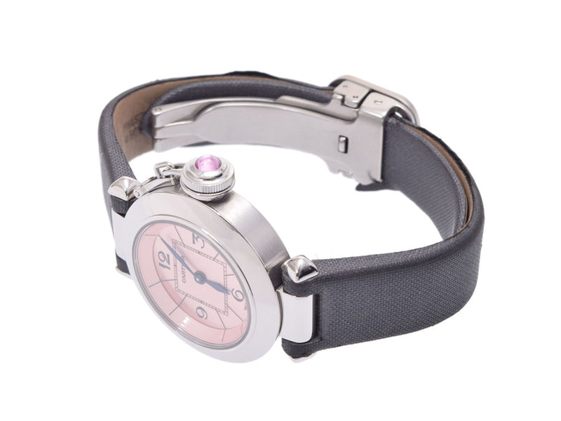 カルティエミスパシャ ピンク文字盤 レディース SS/サテン 時計