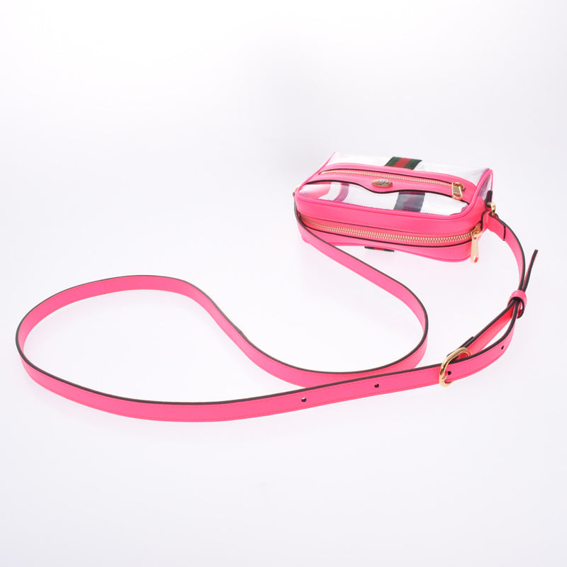 グッチオフィディア クリア クロスボディバッグ ピンク/クリア