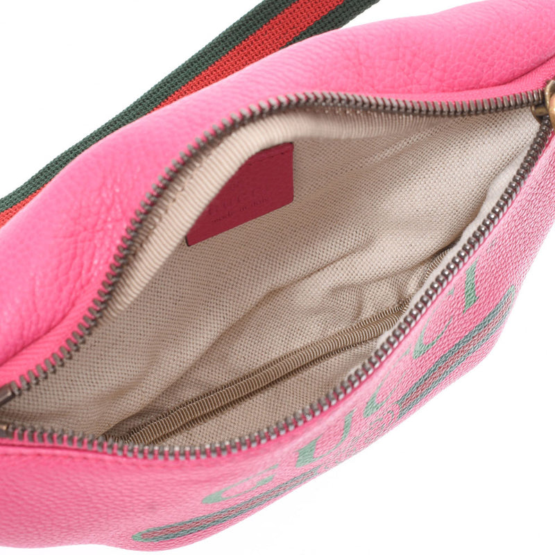 グッチGGプリント スモールベルトバッグ ピンク レディース カーフ