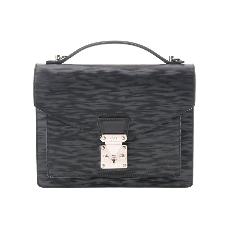 ルイヴィトンモンソー 14127 黒 シルバー金具 ユニセックス エピレザー