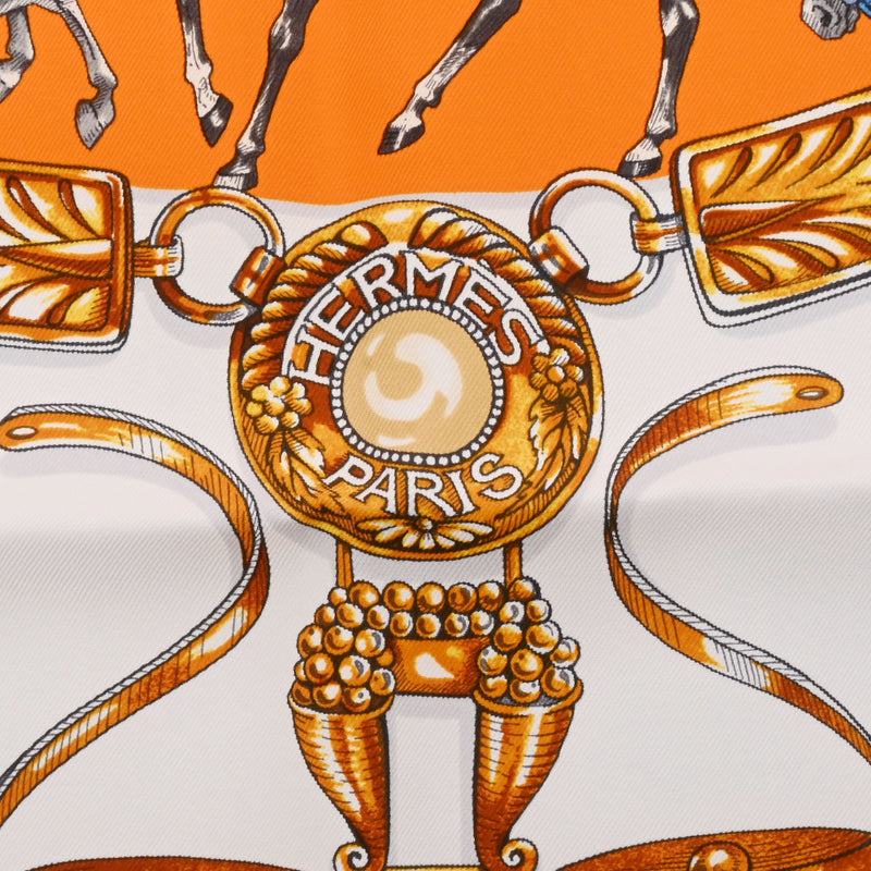エルメスカレ90 Cavalcades/騎馬行進 オレンジ/ブラン/ルイユ