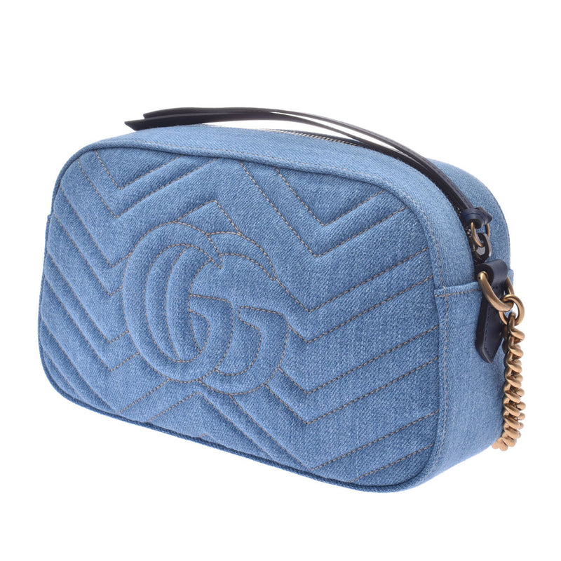 グッチGGマーモント チェーンショルダーバッグ パール 日本限定 ブルー