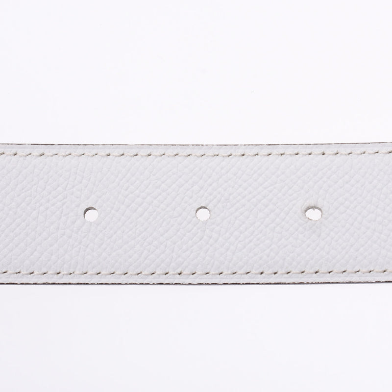 エルメスHベルト 95cm リバーシブル 白/エトゥープ シルバー金具 T刻印