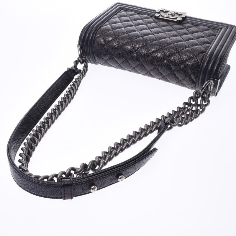 シャネルボーイシャネル チェーンショルダーバッグ 黒 シルバー金具