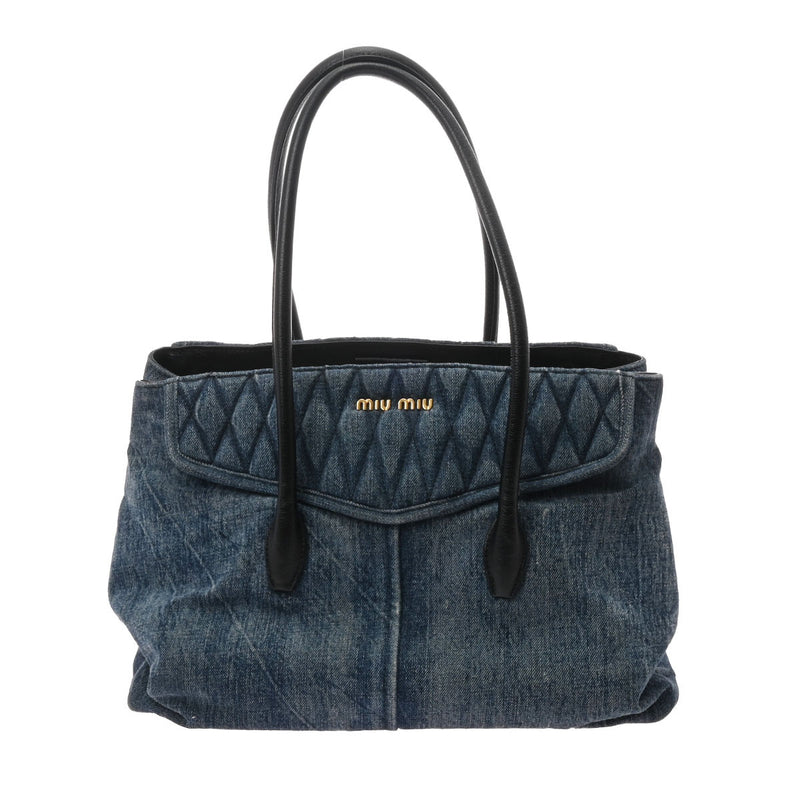 ミュウミュウバイカー バッグ ブルー ゴールド金具 レディース デニム