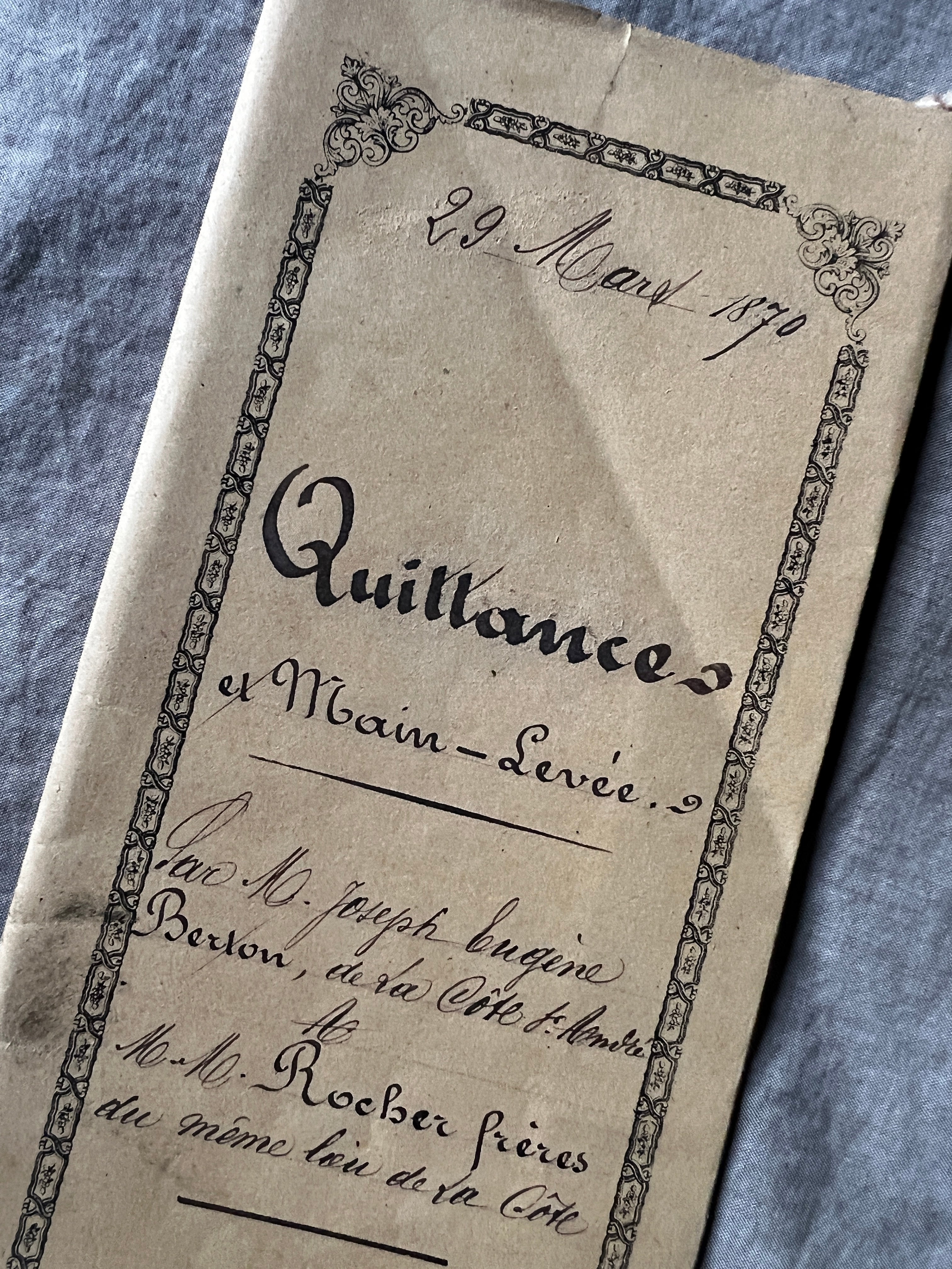 ☆19世紀の古紙 – France Antique 銀色アンティーク