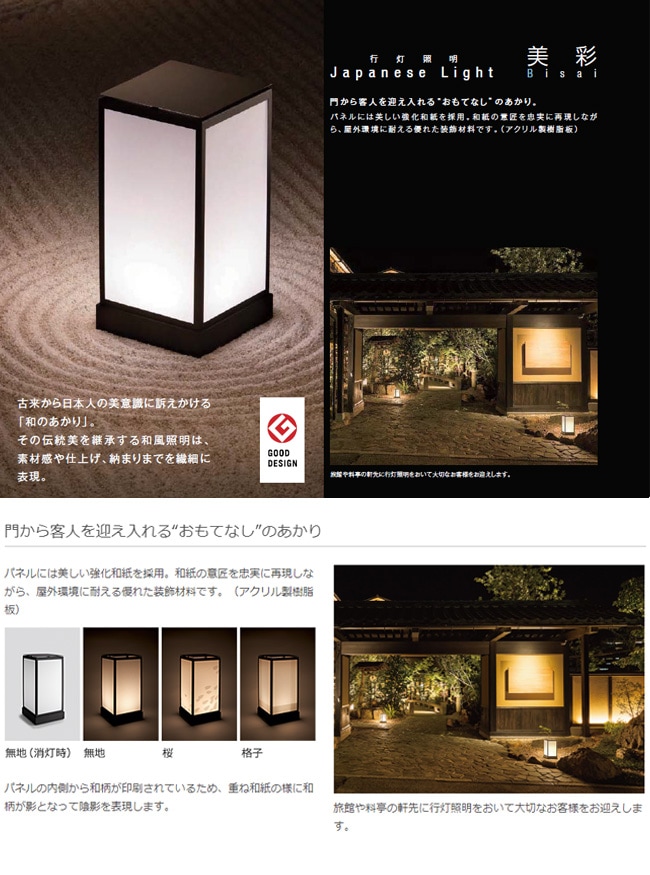 LIXIL美彩12V照明】行灯照明 桜（和紙柄）/消費電力：1.6W 器具光束