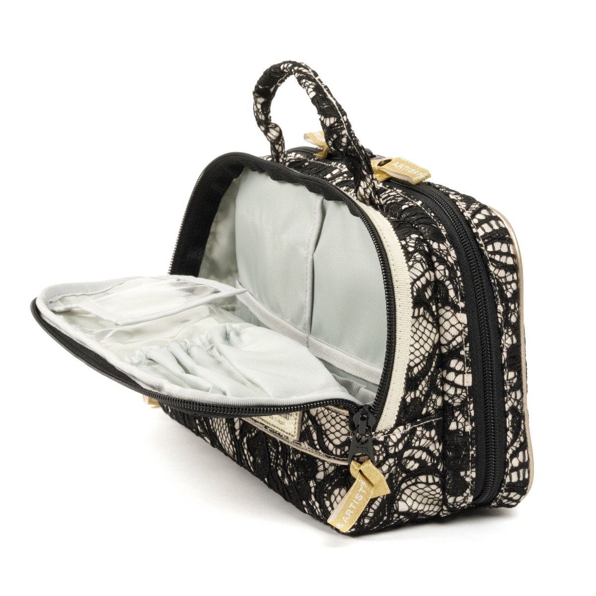 大きめサイズのスロープシェイプ・ポーチ クラシック・モノトーン 2WP