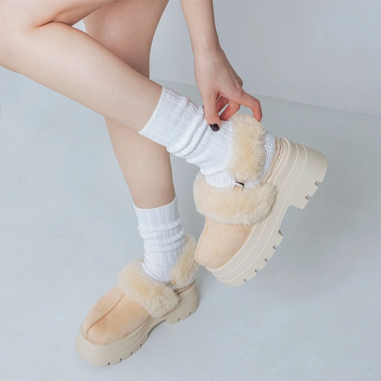 ムートン サンダル 2way サボ 2026新作 厚底 8cmヒール ストラップ