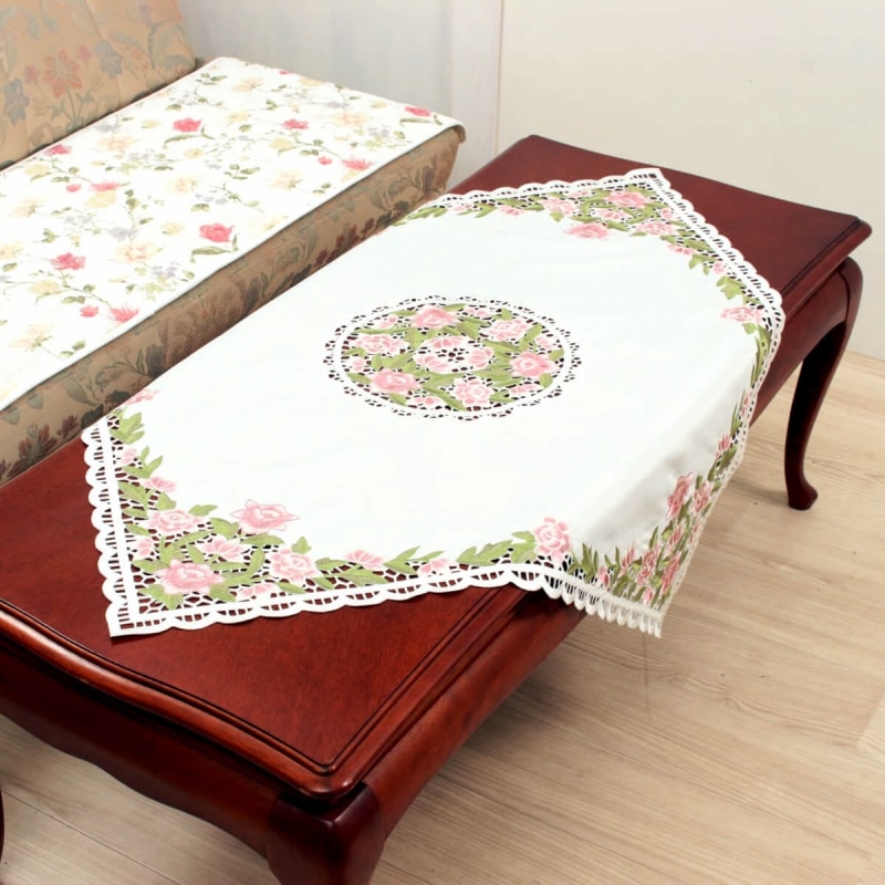 高密度カラー刺繍 テーブルクロス 約85×85cm [Almente]｜インテリア
