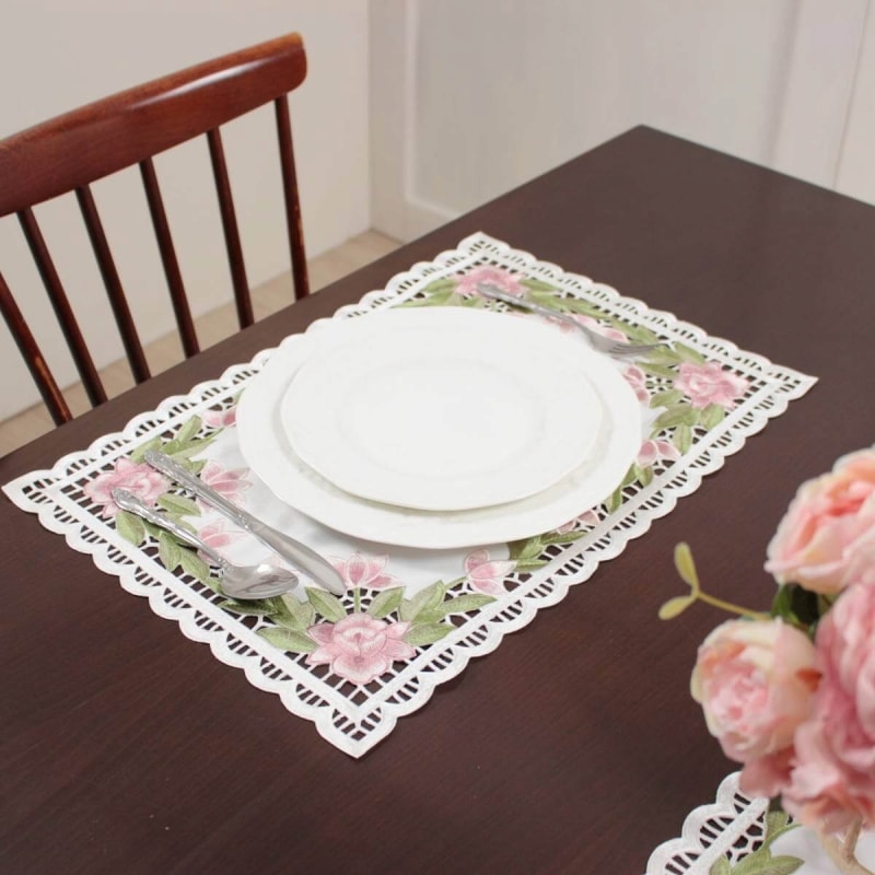 高密度カラー刺繍 ランチョンマット 約35×50cm [Almente]｜インテリア