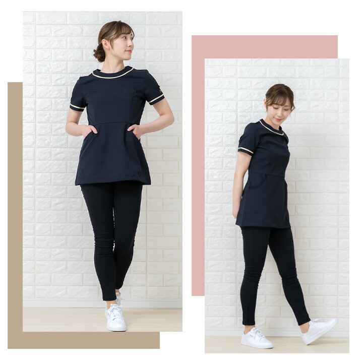 ミッシェルクラン チュニック 白衣 MK-0022 半袖 ストレッチ 透け防止