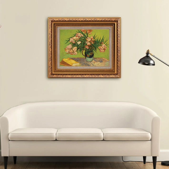 キョウチクトウのある花瓶と本 【6号】 フィンセント・ファン・ゴッホ