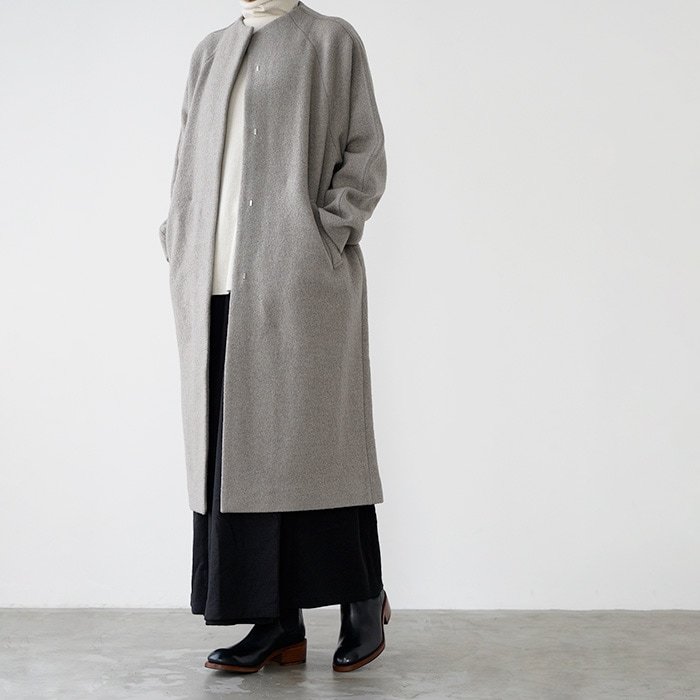 evam eva エヴァムエヴァ ロングコート press wool raglan coat プレス