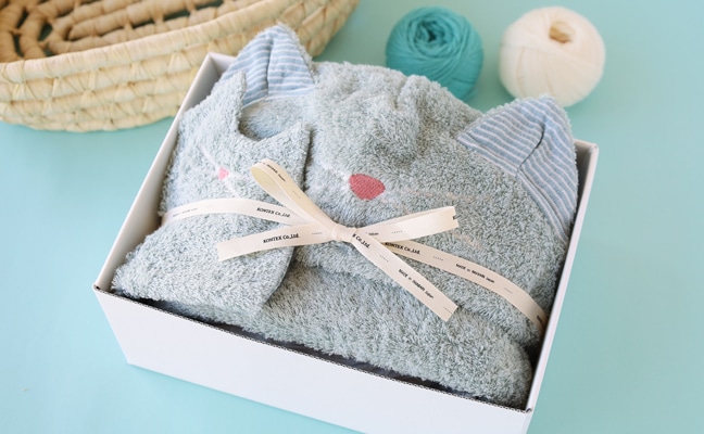 ねこさんギフトセット(フード付バスタオル×1、スタイ×1) | [mama's