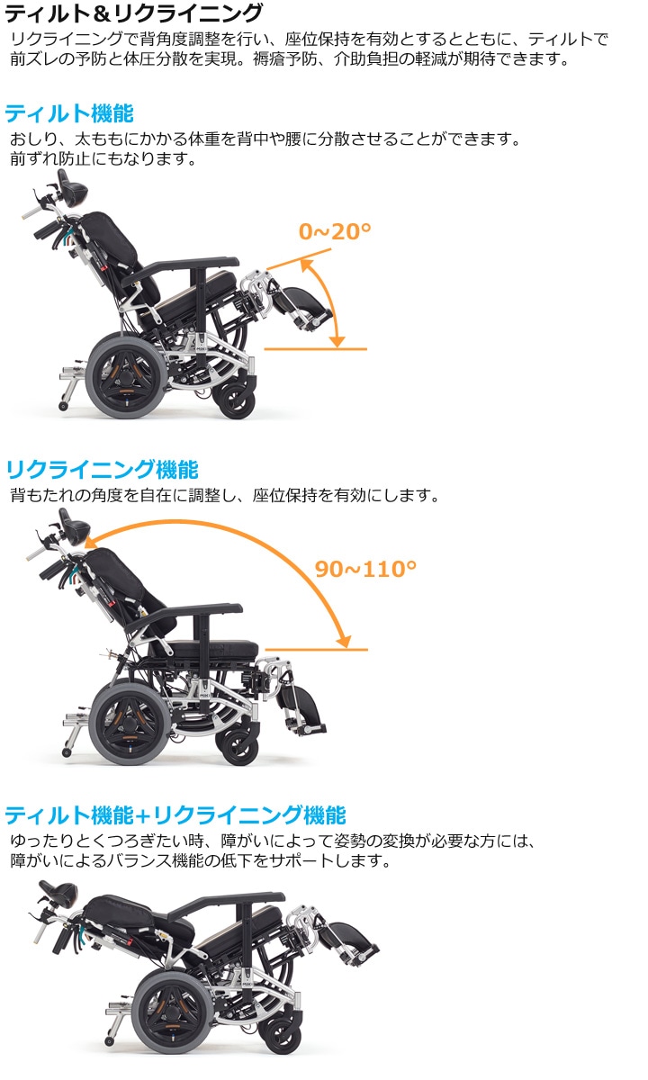 リクライニング&ティルト式 介助用車いす TRC-3DX | 車いす通販のロッキー
