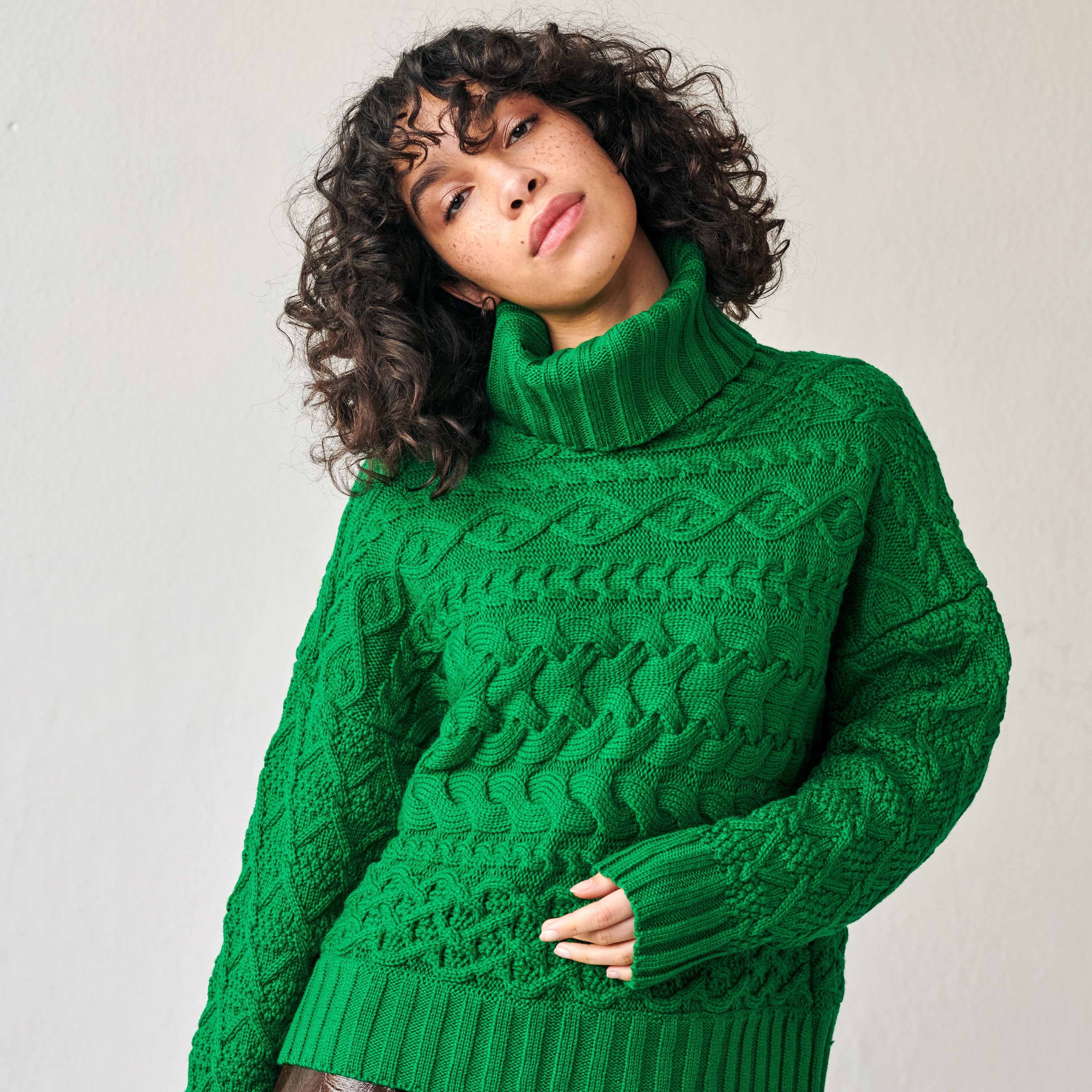 Cable Sweater in Bright Green – gigiknitwear.com