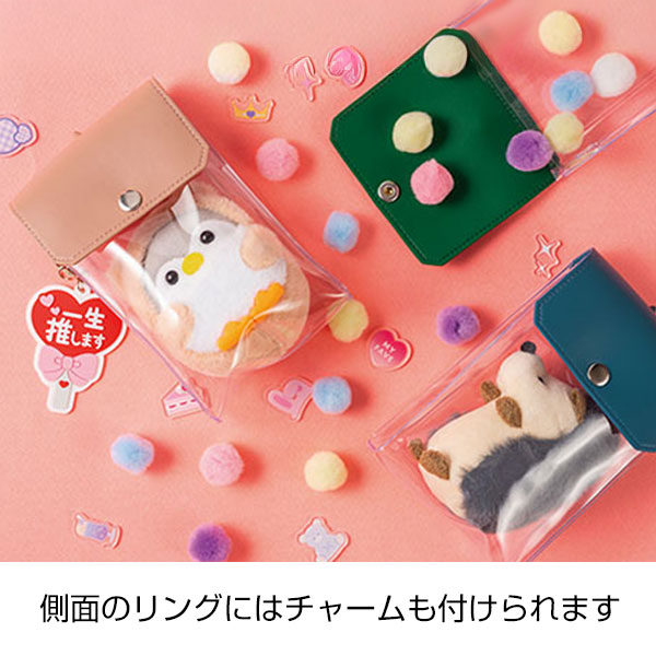 カラーフラップクリアポーチ(縦型)(ピンク)【グッズストアドットネット