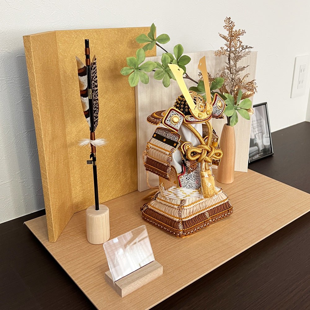 横幅45cm｜4号 朔太郎作 奉納鎧飾り 薄茶色つや ｜オーガニックな