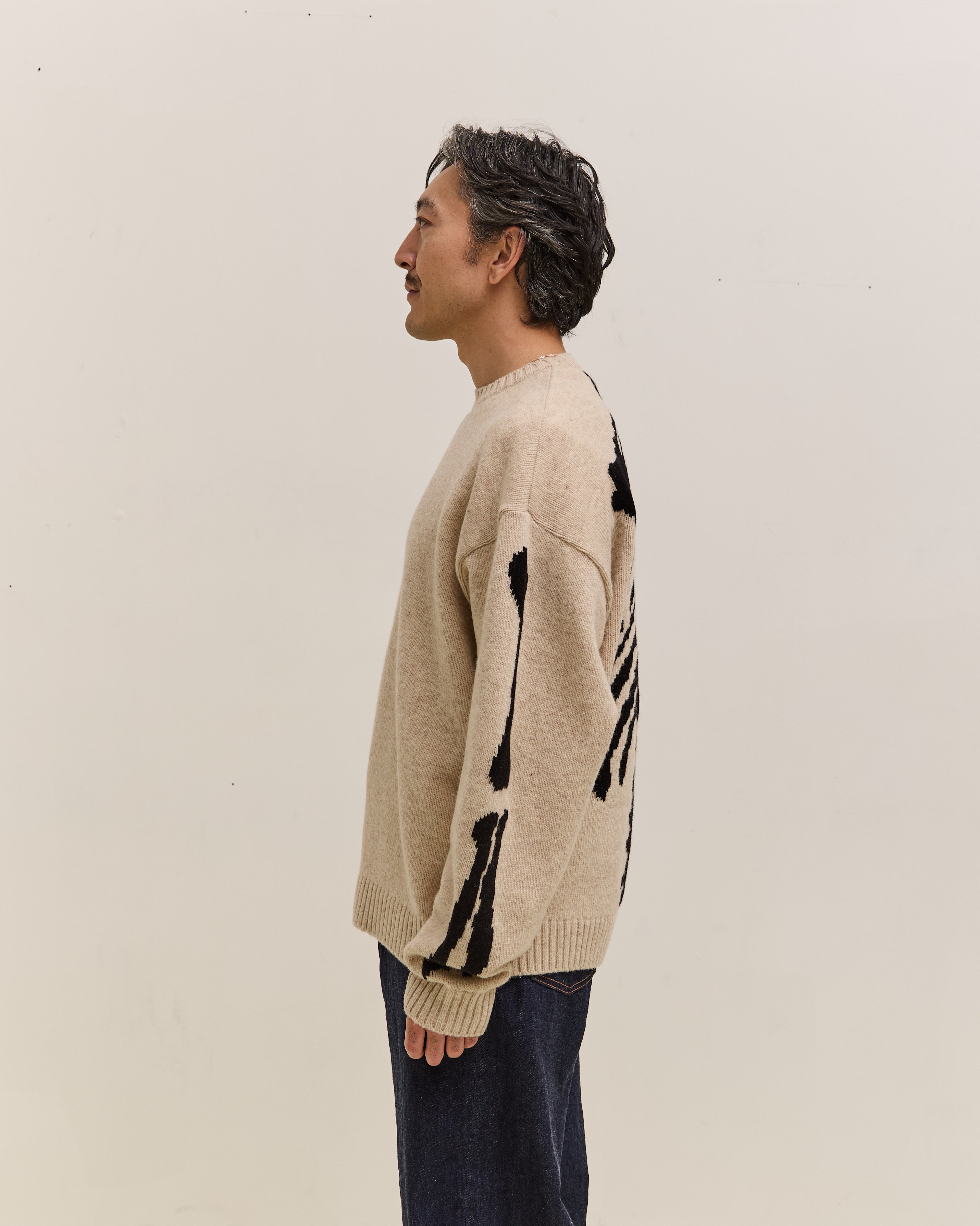 Kapital 5G Wool Bone Crew Sweater Unisex, Ecru – Glasswing