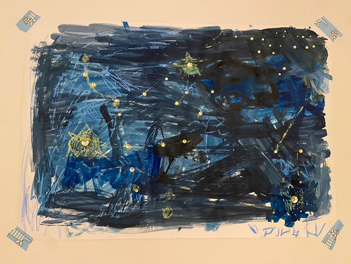 5歳兄と3歳妹の合作『夏の大三角』 1枚の絵に「こ、これは…まさに