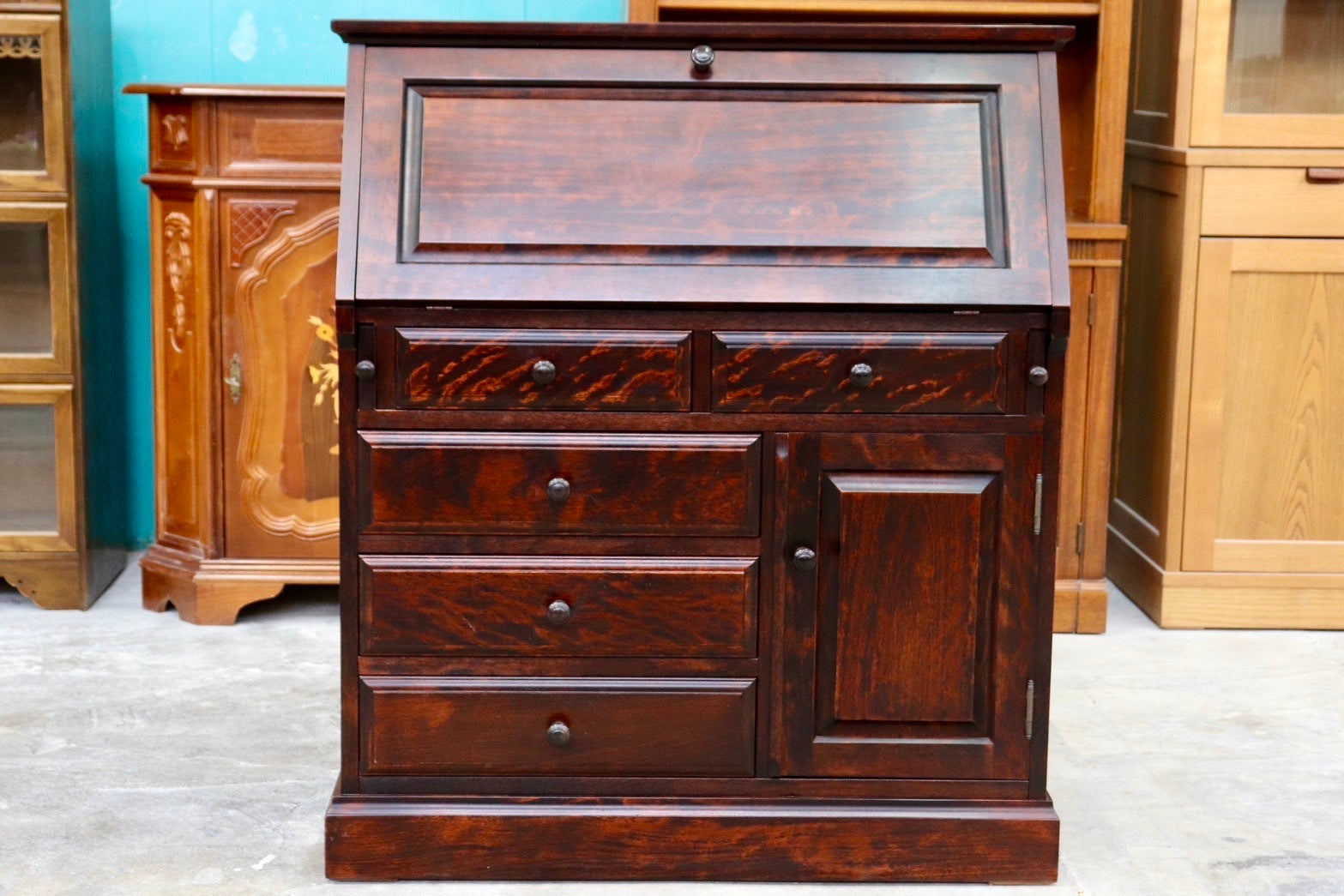 GMHS586○勇峰工芸 ふらの ライティングビューロー デスク 学習机 書斎