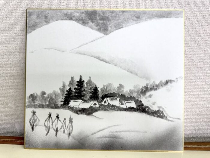 墨だけの雪景色を描くコツ – 大阪の水墨画・墨彩画教室なら、玉麗会