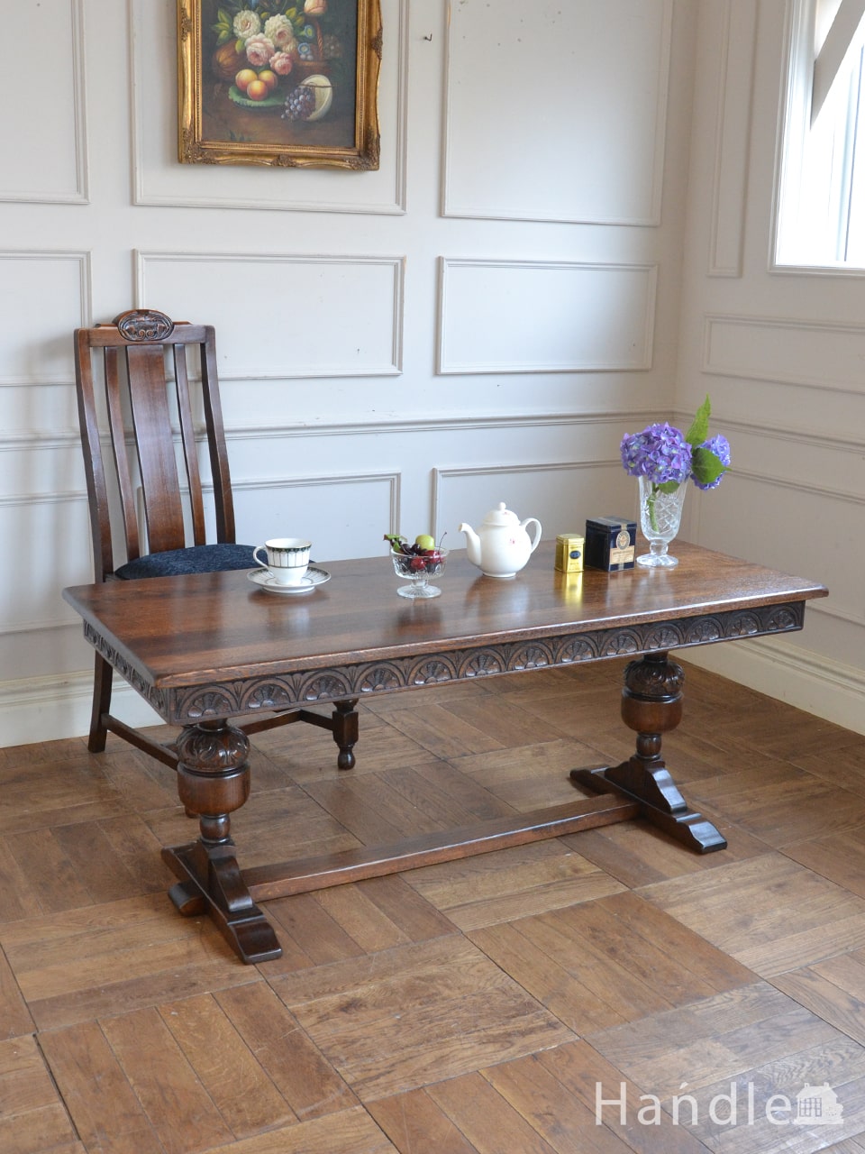 英国のアンティークテーブル、バルボスレッグのコーヒーテーブル (j